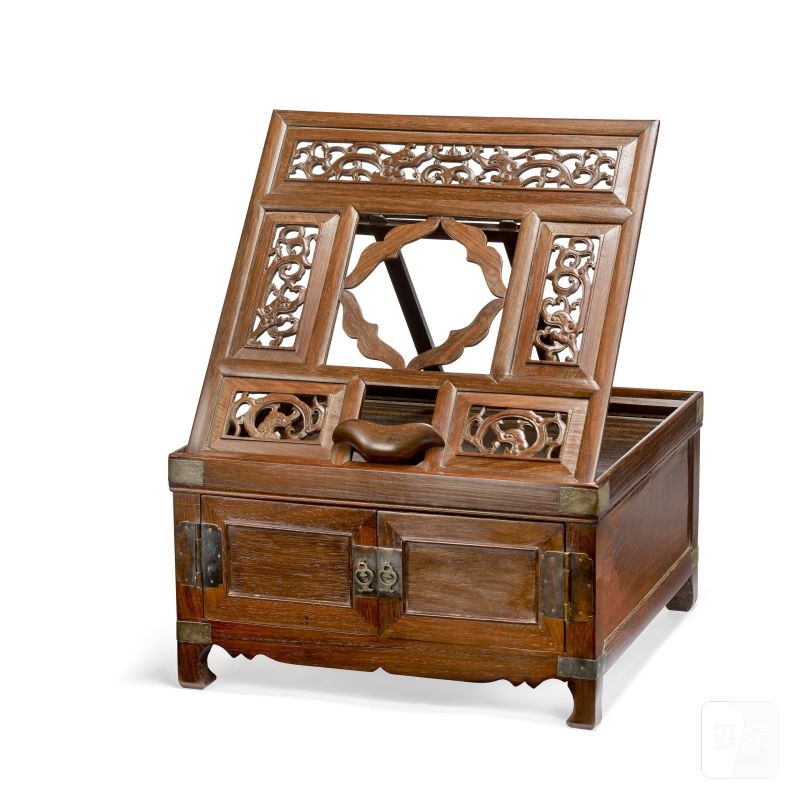 十八/十九世紀 紅木折疊式鏡臺 | A HONGMU SQUARE DRESSING CASE WITH FOLDING MIRROR STAND, ZHEDIESHI JINGTAI - 图8